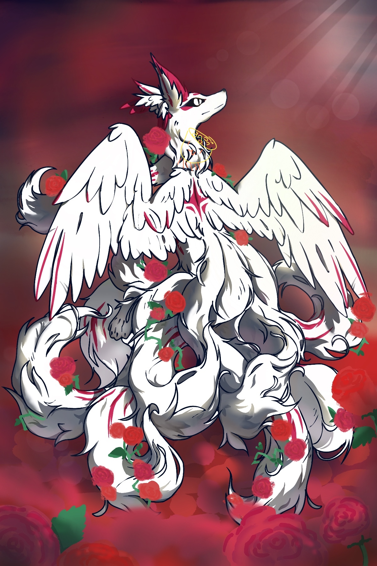 神兽图片阿勃梭鲁拟人阿罗拉六尾壁纸带翅膀的羊怪物黑白天鹅拟人动漫