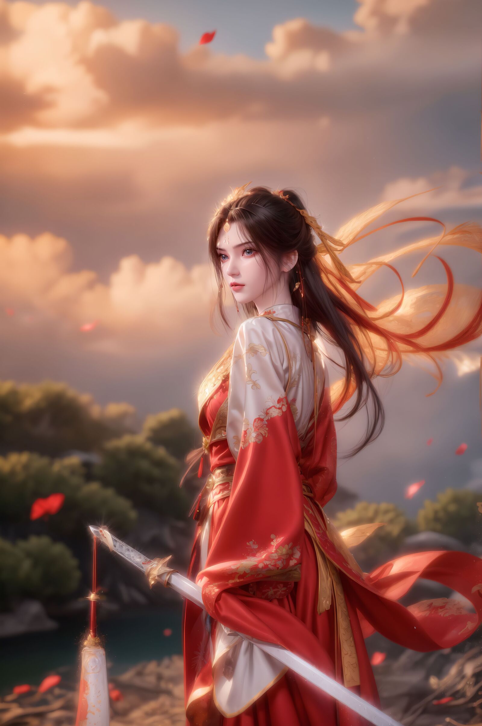 红衣剑仙李慕婉!  落日余晖中,剑舞翩若惊鸿,一袭红衣,映日留香.