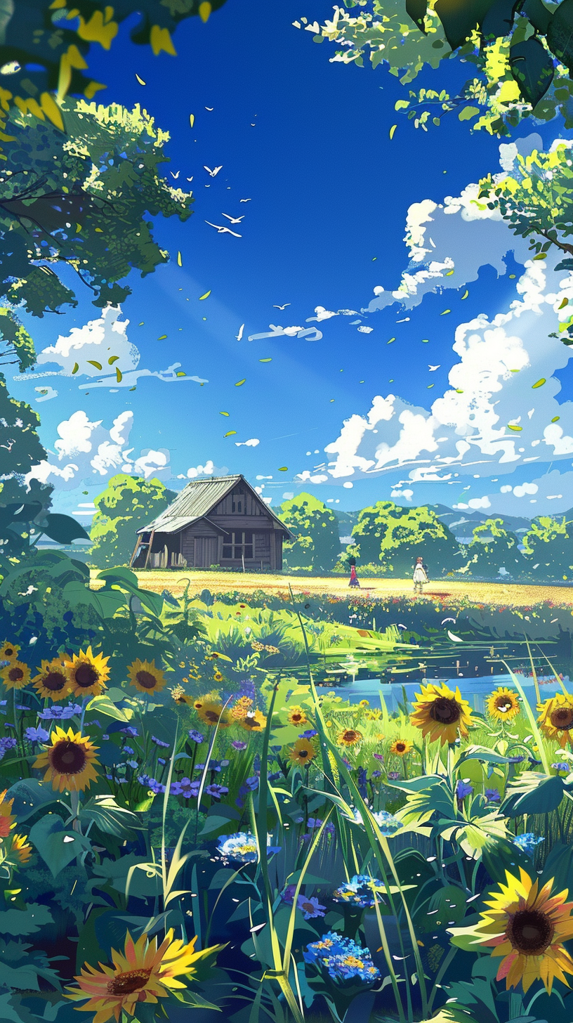 阳光花海间的宁静小屋,不负夏日好时光.