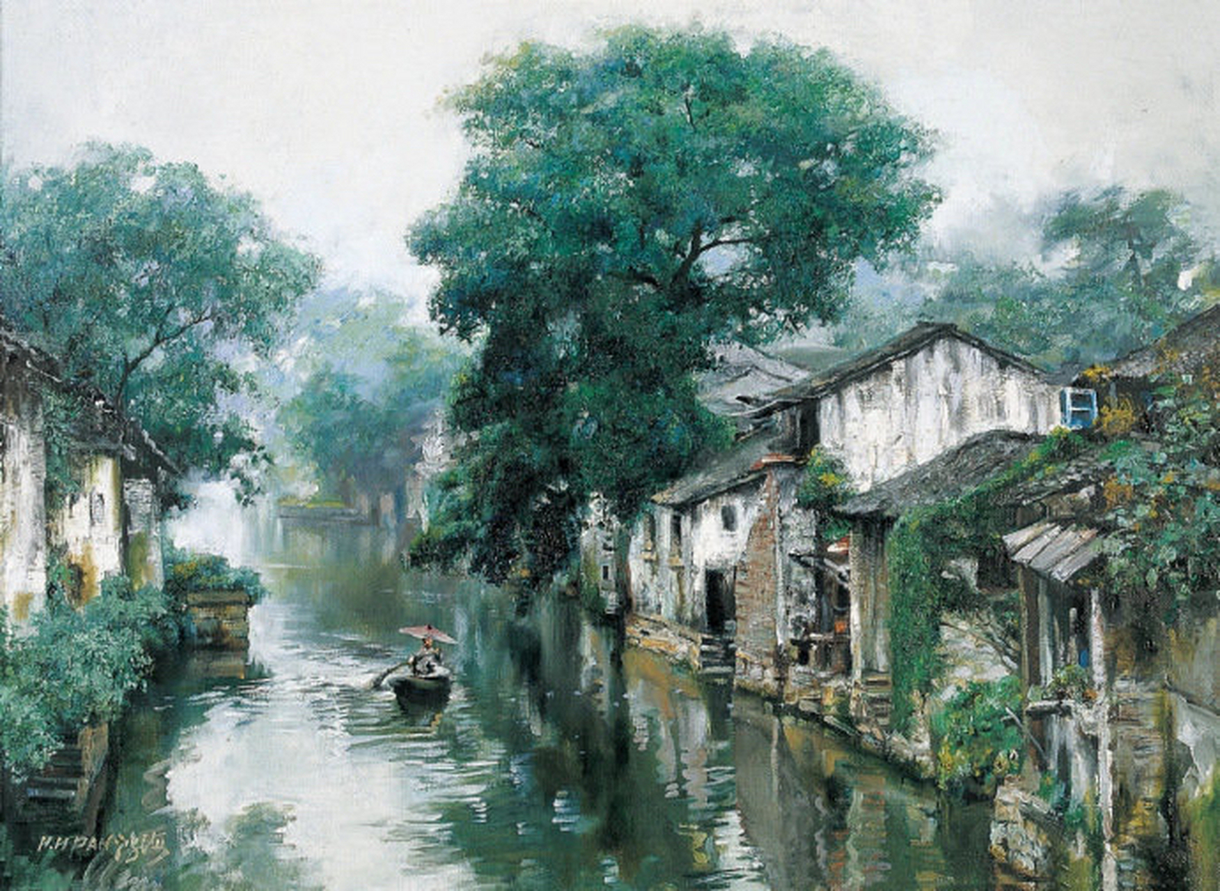江南水乡 画的太梦幻了 by.潘鸿海 #绘画# #油画# #油画风景