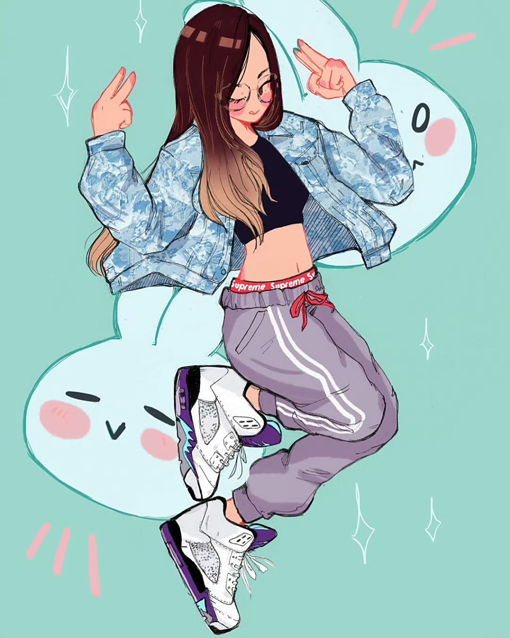 童趣活泼的角色少女 动漫插画参考 curisaris #绘画# #绘画作品