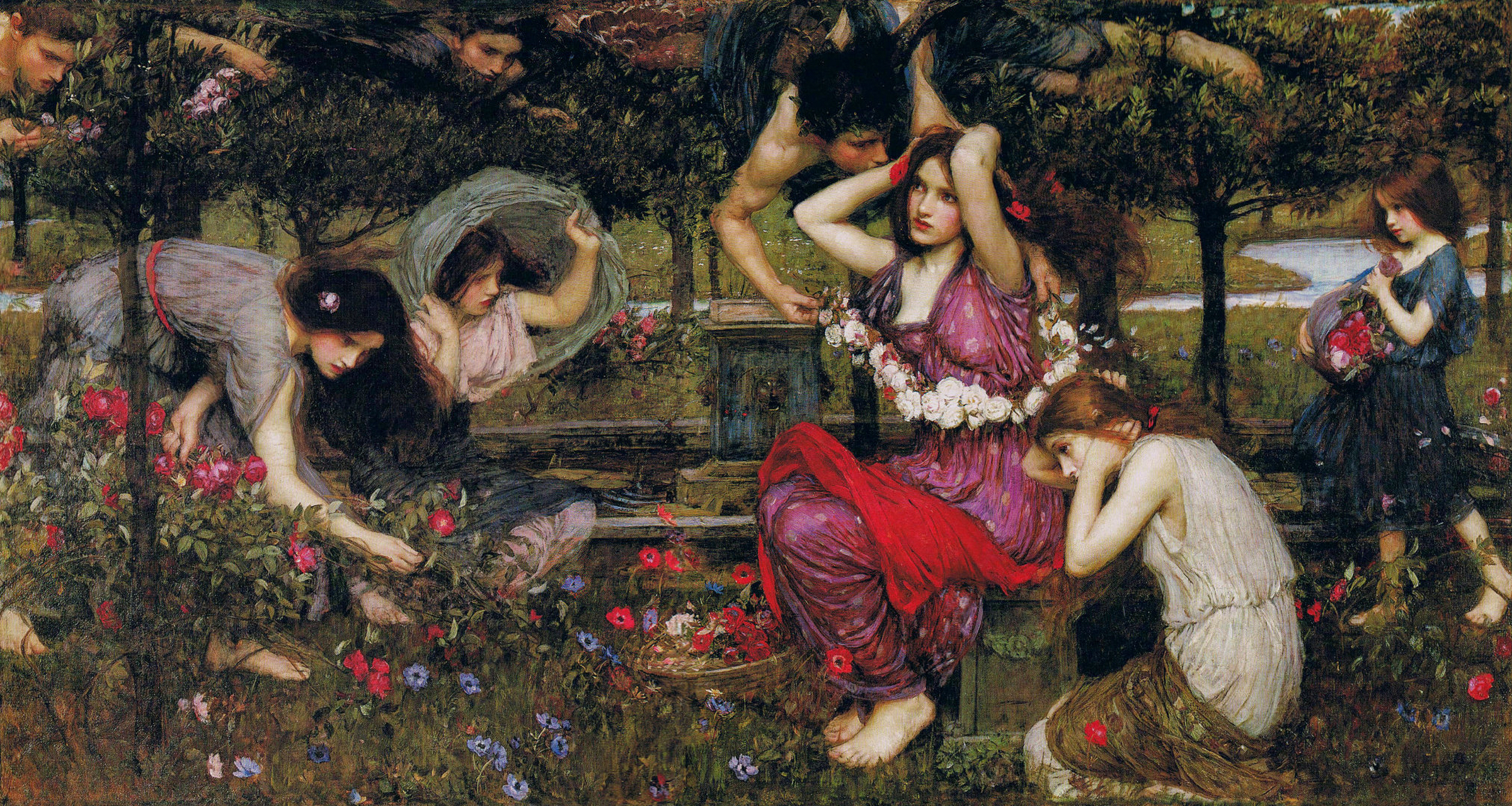 拉斐尔前派艺术家john william waterhouse的花园绘画作品欣赏 #遇见