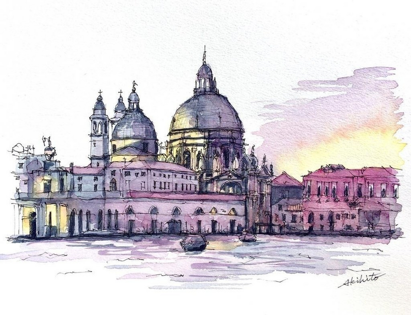 日本水彩画师 akihito horigome 建筑水彩作品 #水彩画# #绘画# #绘画