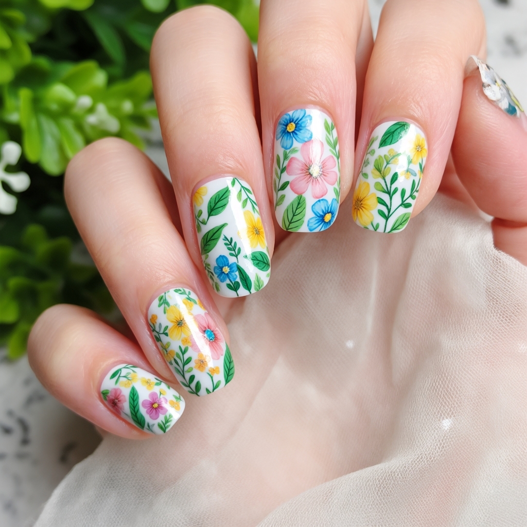 这组糖果色小花美甲给你答案!