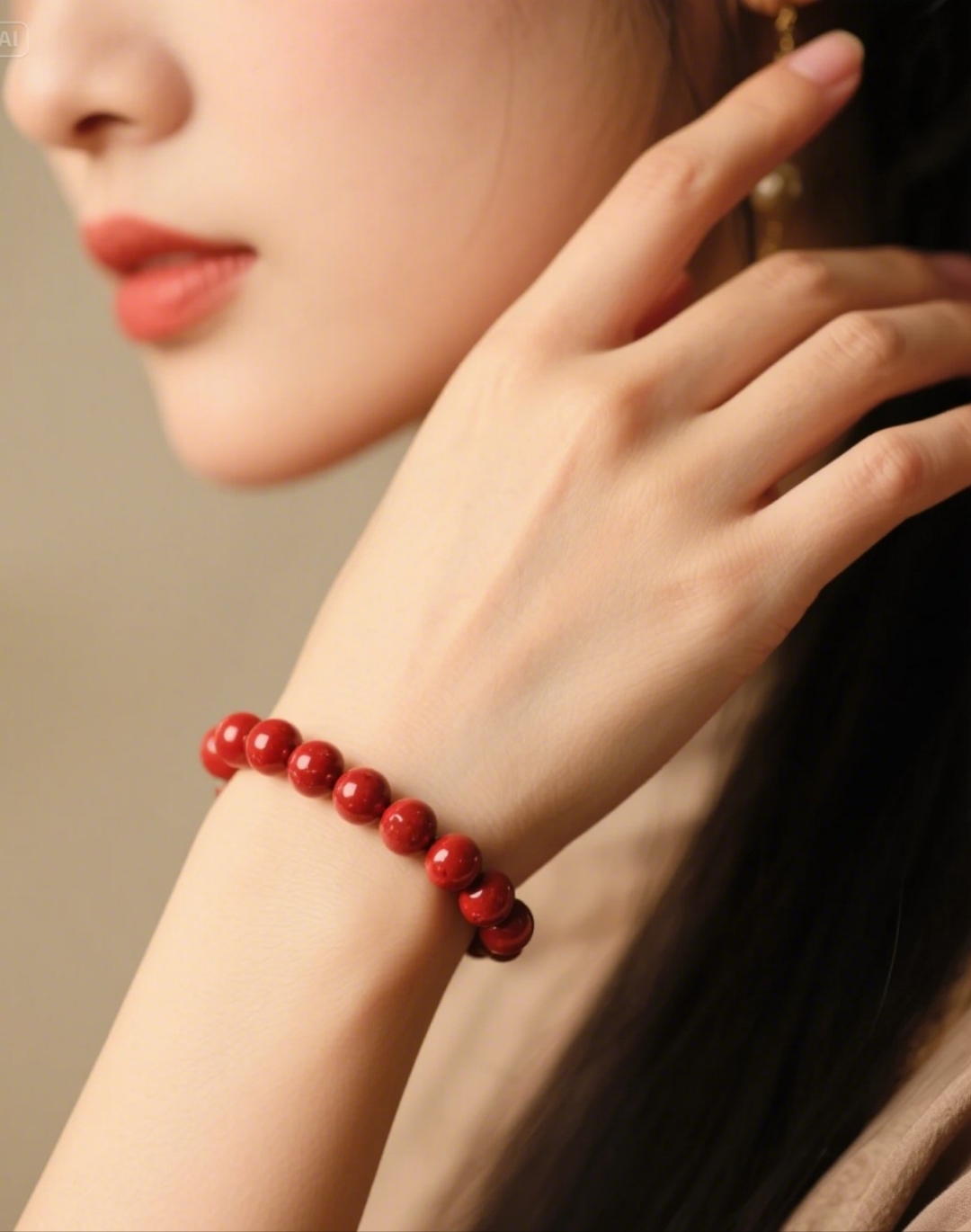 朱砂摄影朱砂手串人戴图片朱砂手链戴在左手还是右手女士朱砂手链土