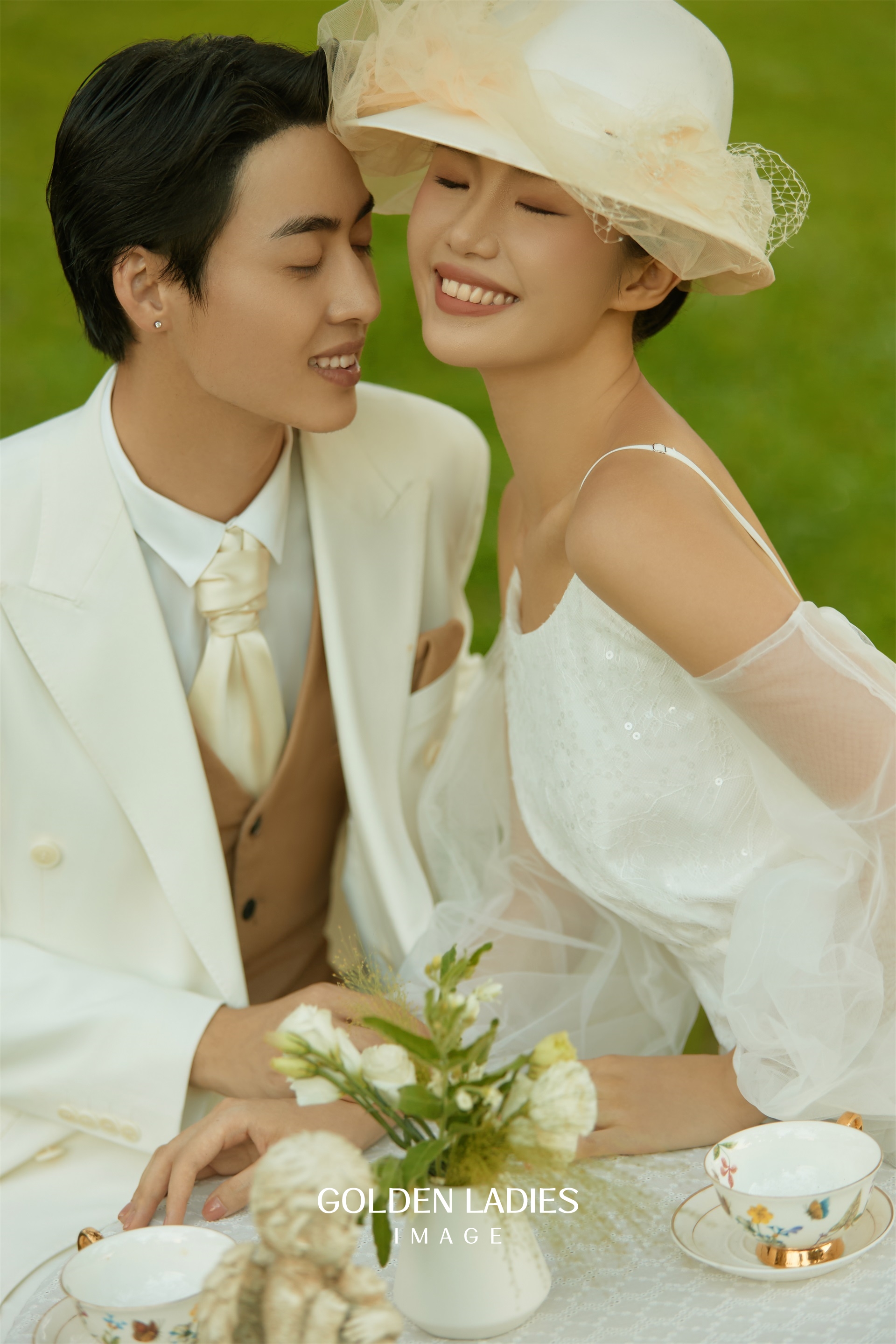 海口婚纱照 | 91桃李春风 一组自然清新的森系婚纱照 兼具复古法式