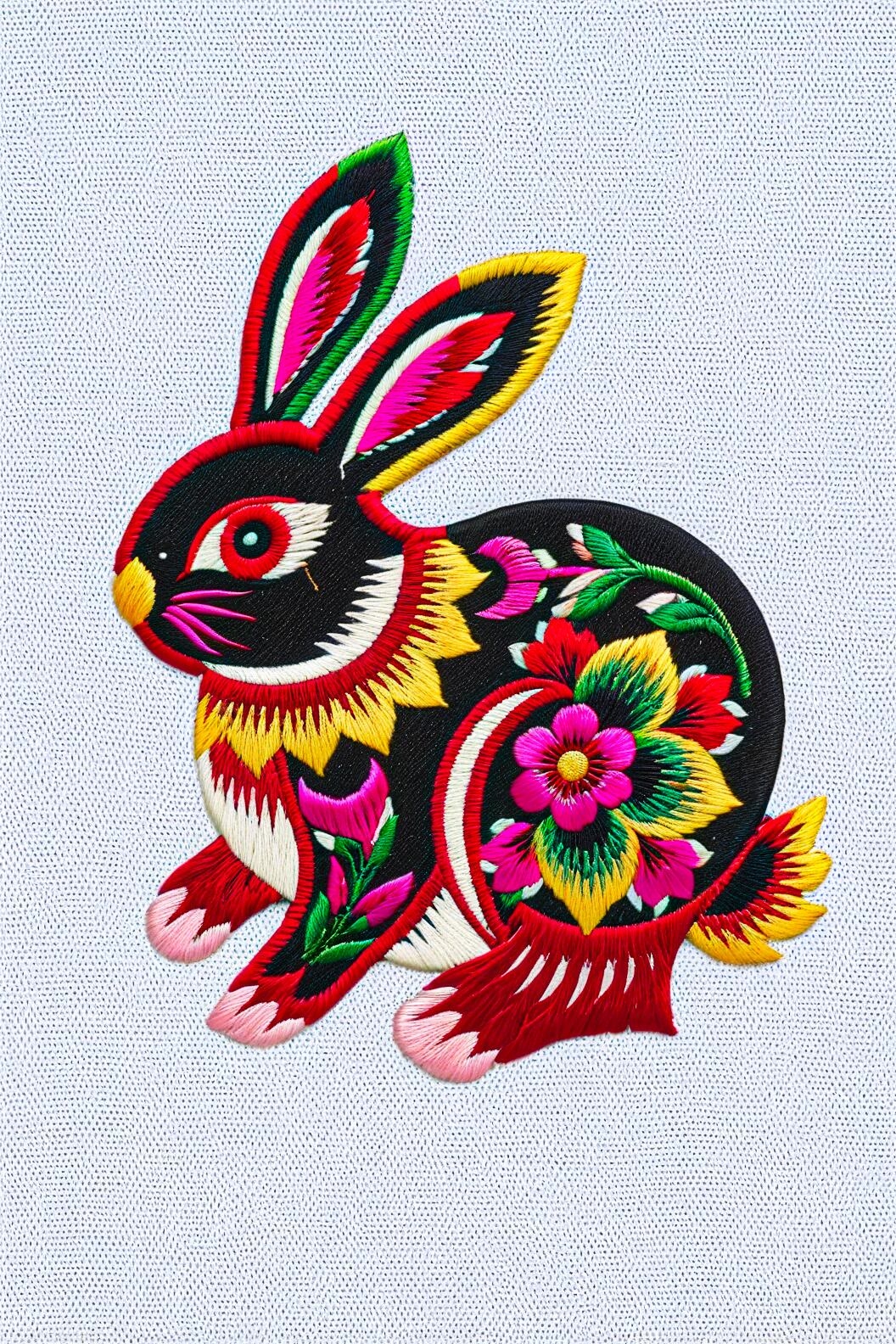 刺绣兔子#手工刺绣艺术传承# #我的创作高光