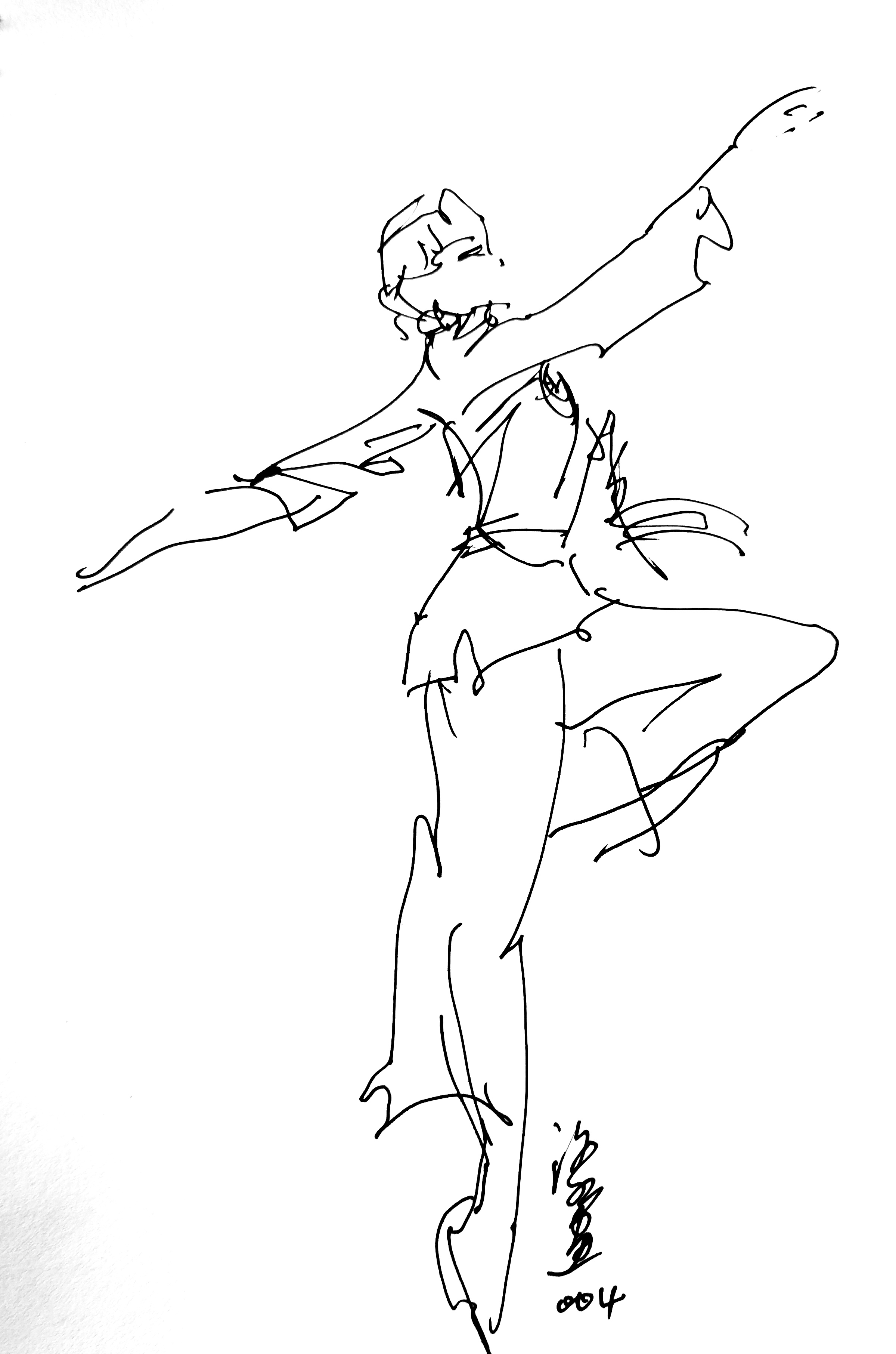 洛水钢笔人物速写《舞者》01