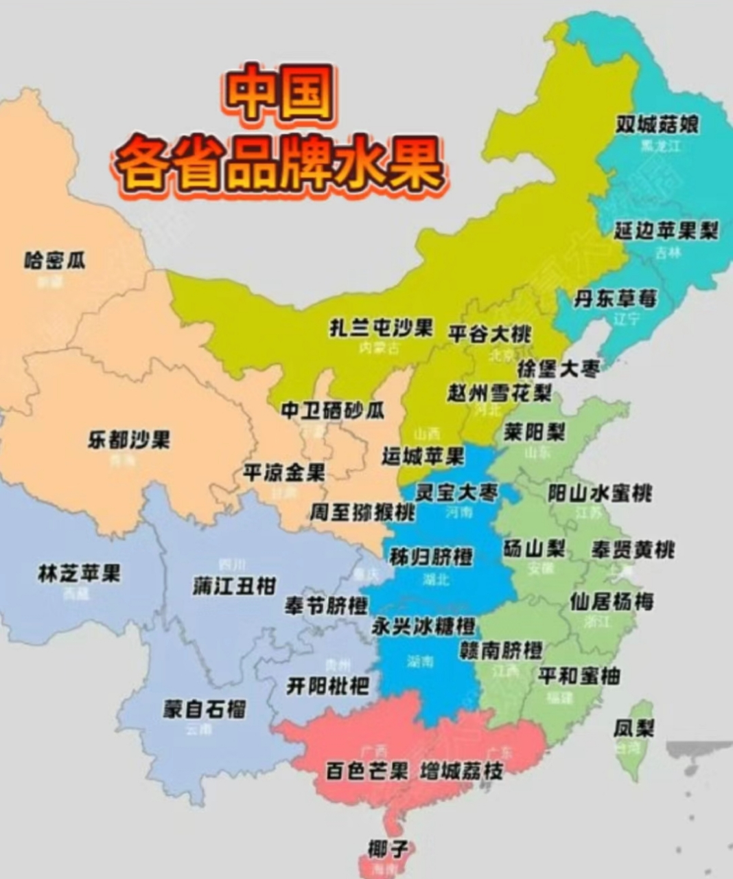 中国水果分布地图图片