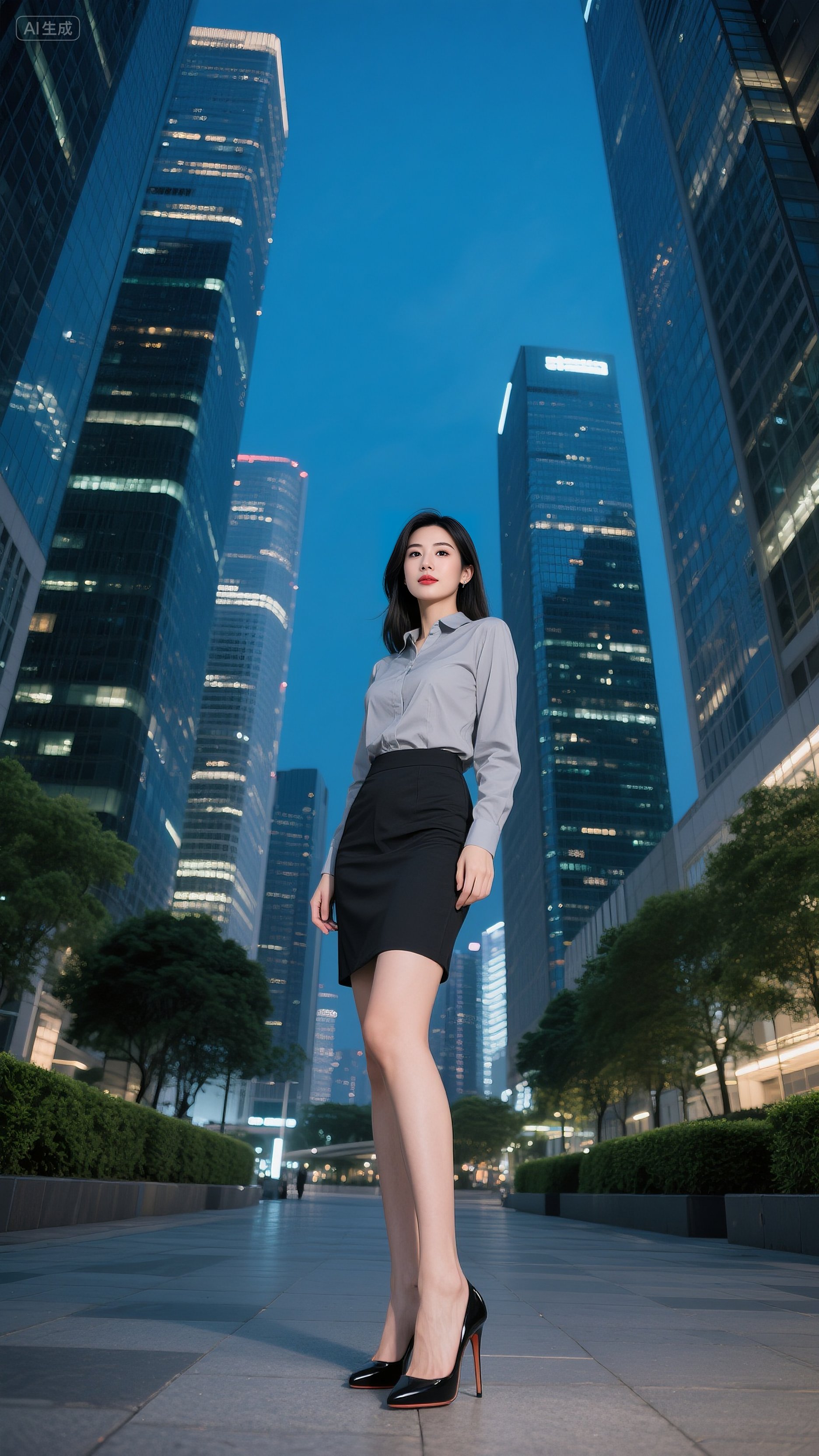 肤白貌美大长腿,ai生成,夜幕下的都市丽人, 自信优雅, 展现现代女性的