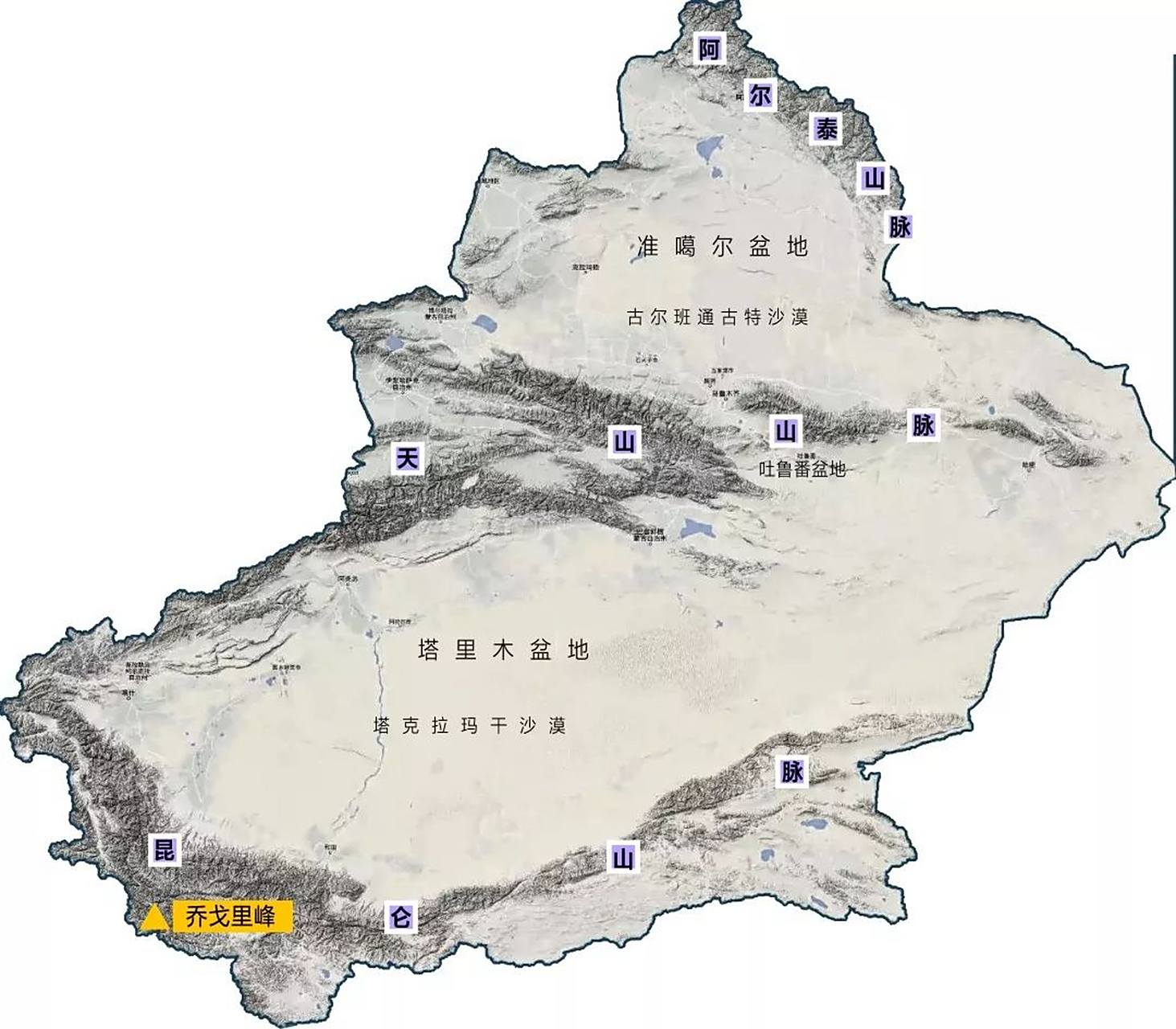 三山夹两盆 #文化地理#  "三山夹两盆"是新疆的地形特征,山脉与盆地