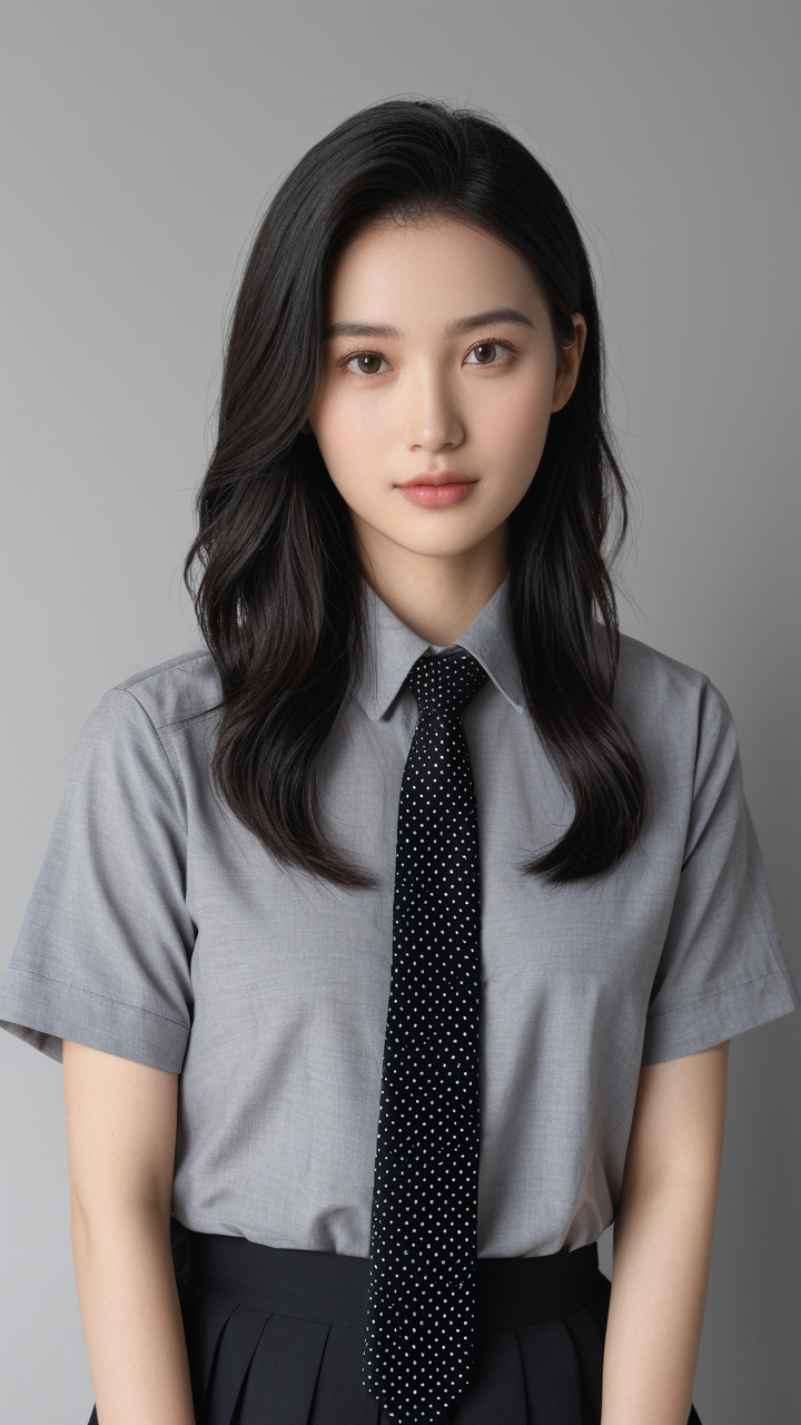 👀看看这位时尚又俏皮的亚洲女性,衬衫和领带也能穿出新花样!