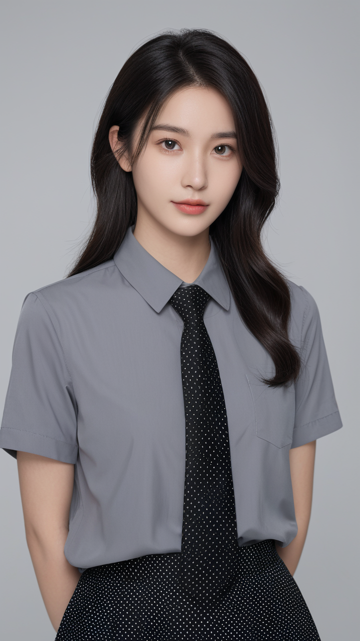 👀看看这位时尚又俏皮的亚洲女性,衬衫和领带也能穿出新花样!