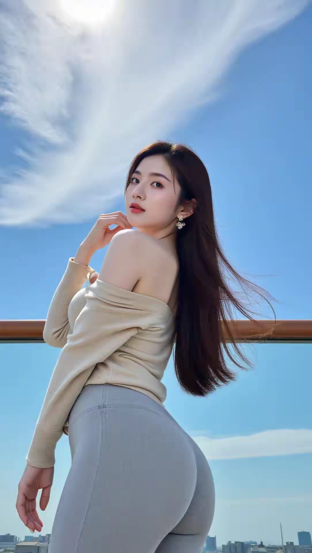 阳光正好,微风不燥,她在屋顶享受这美好时光