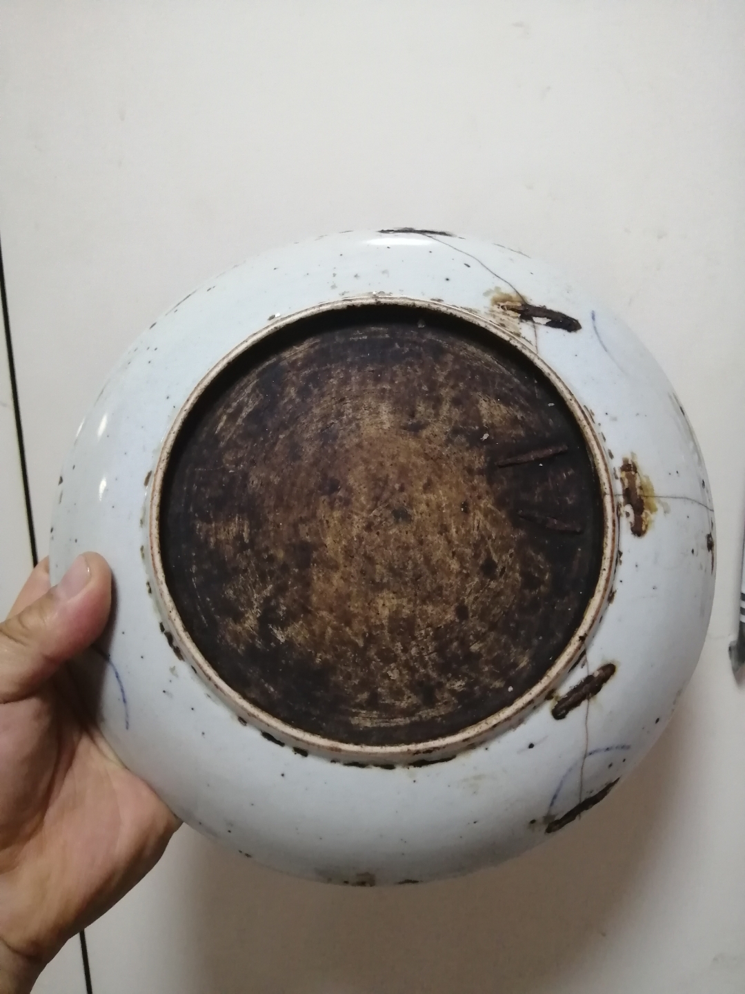 清中期,青花釉里红鱼盘.