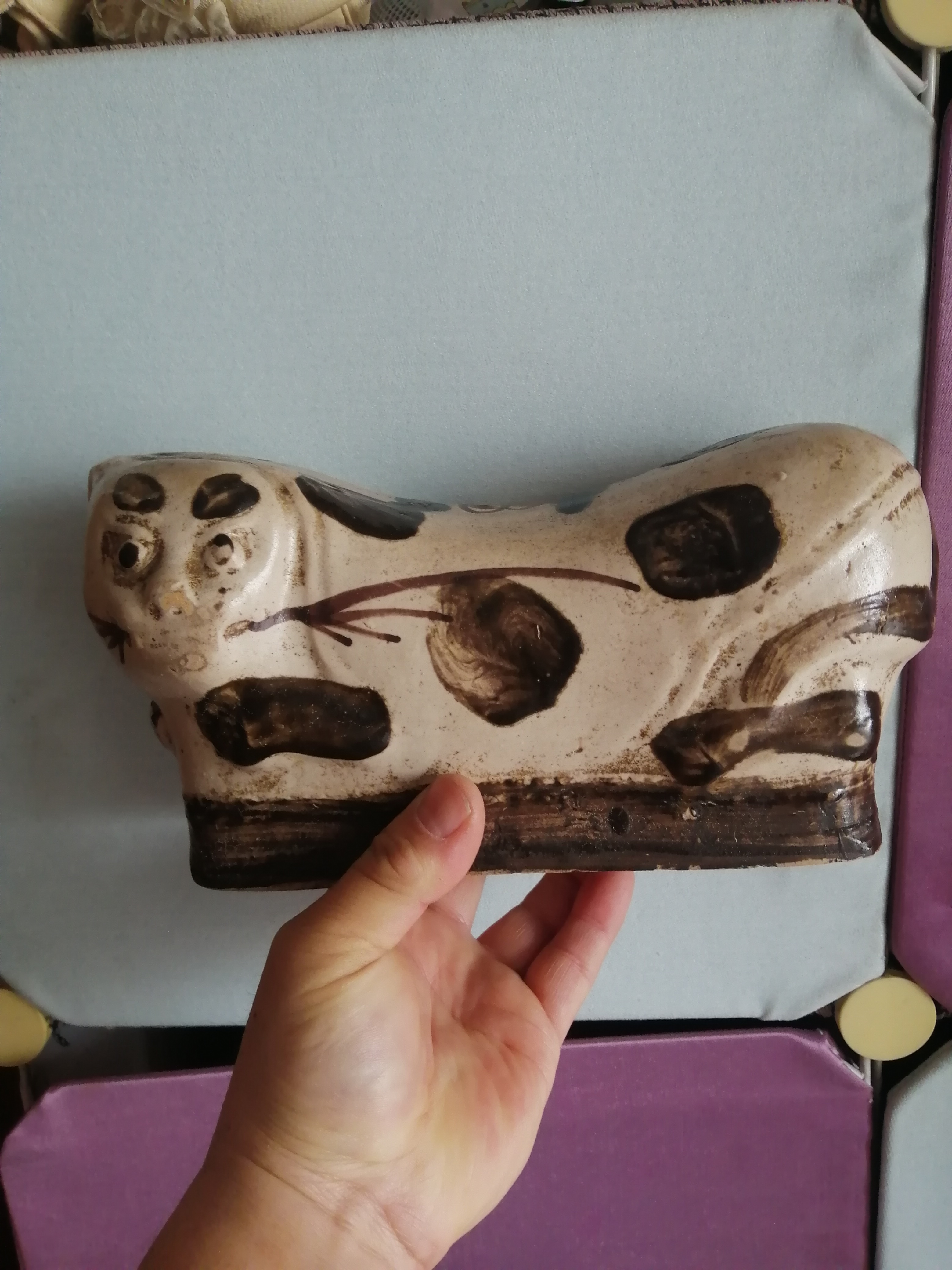 清代磁州窑猫枕