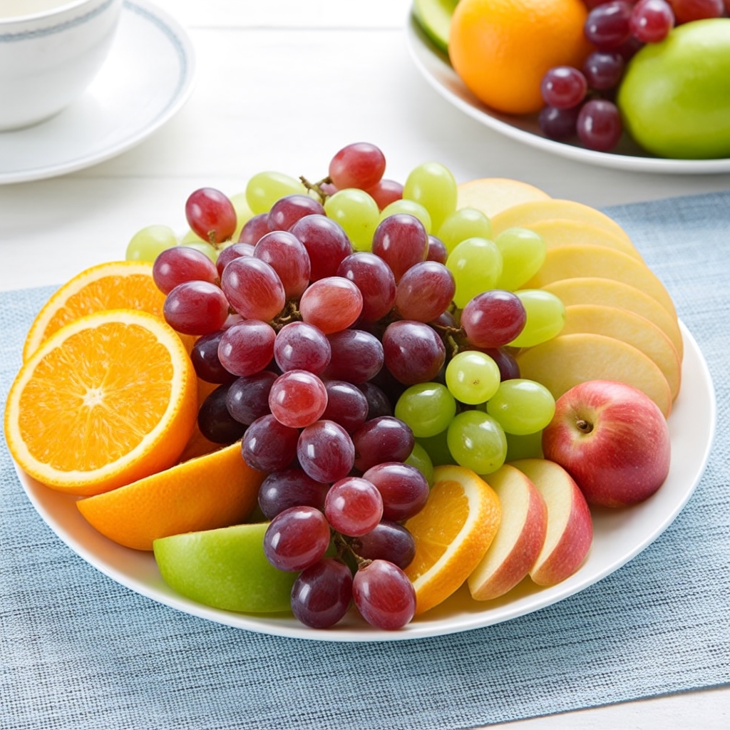 阳光透过纱帘洒在餐桌上,这盘夏日水果拼盘瞬间点亮了整个早晨