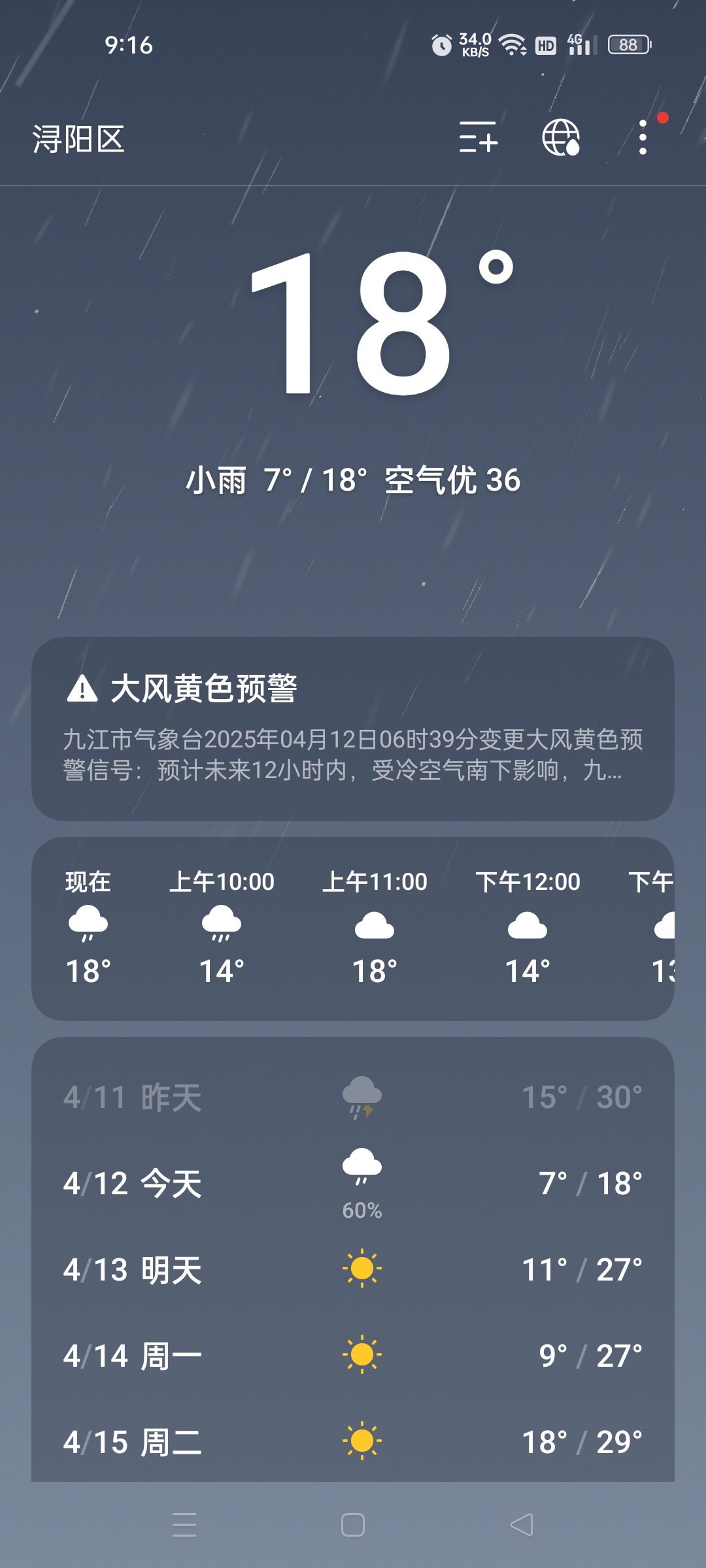 九江天气预报