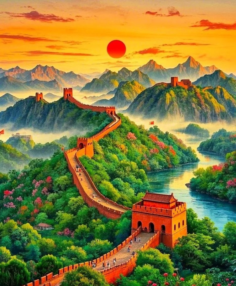 长城的日出太美了吧,感觉自己就像站在画里一样!