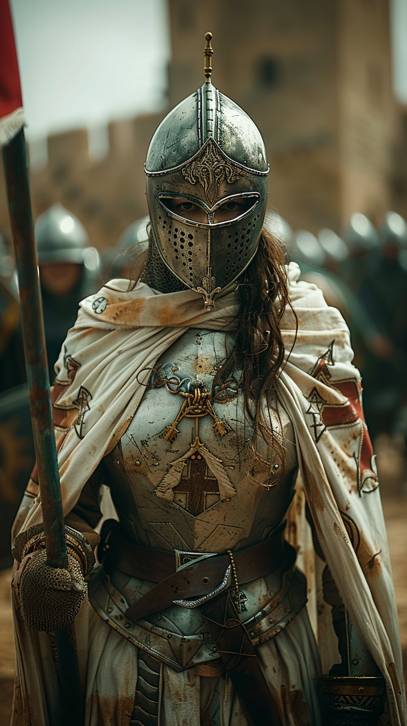 中世纪战场,十字军女兵 #军事# #ai共创计划# #ai绘画