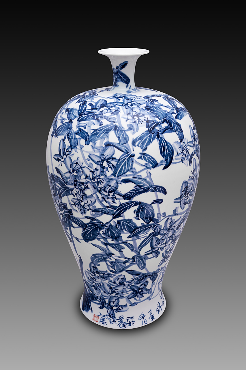 谢添青花陶瓷绘画作品