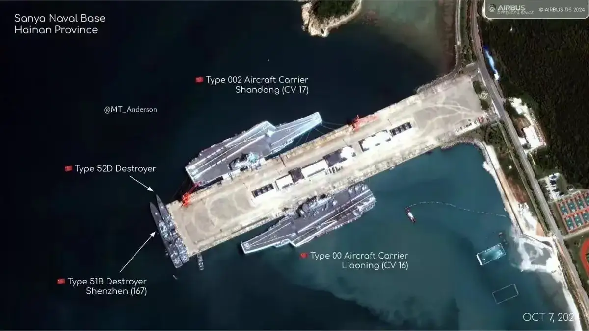 前段时间山东号航恐泄 三亚海港卫星图中国航母卫星照片