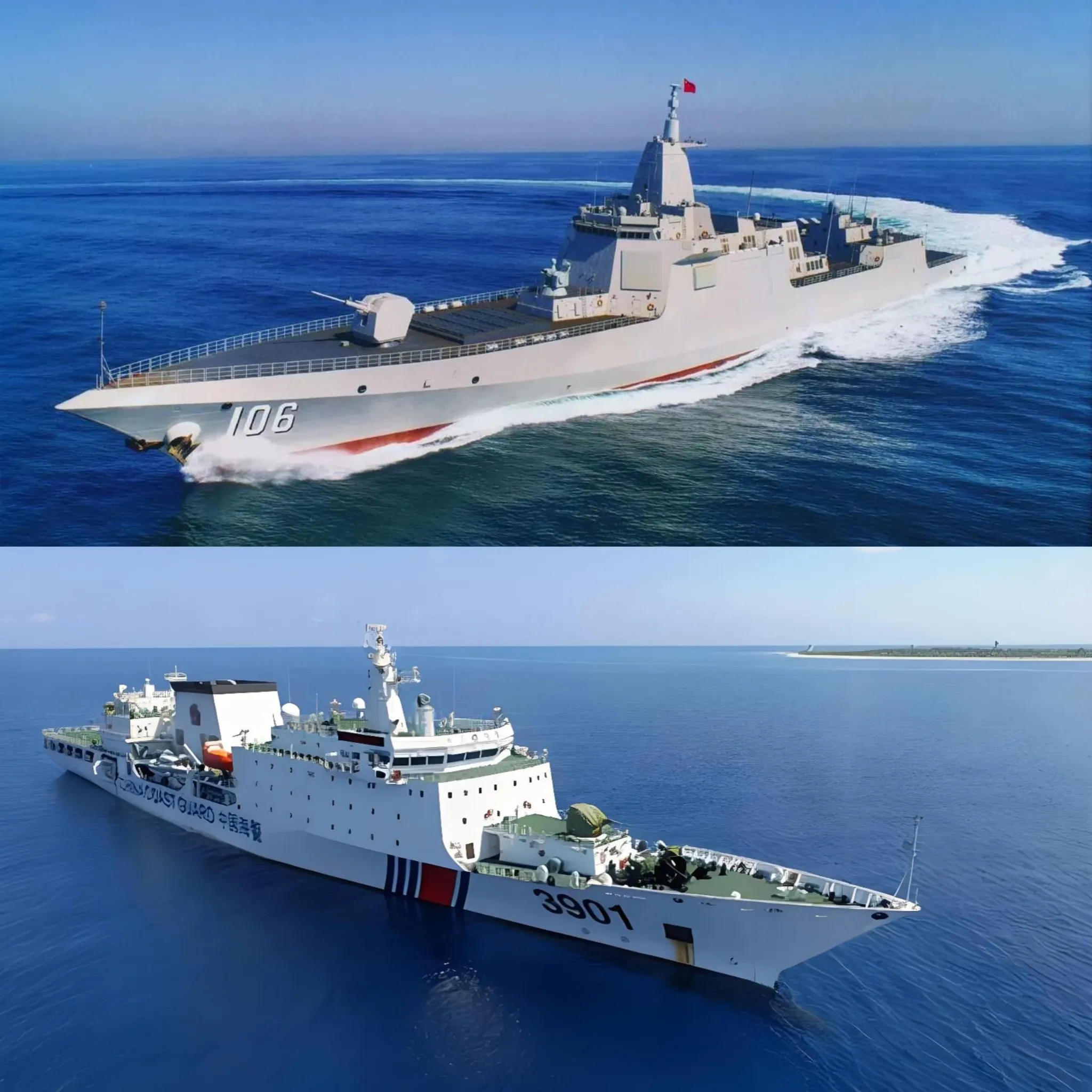 中国海军有052d型驱逐舰,中国海警的052d版海警船也下水了!