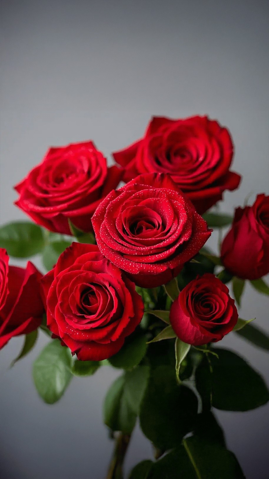 收到一束新鲜红玫瑰,心情美美哒!