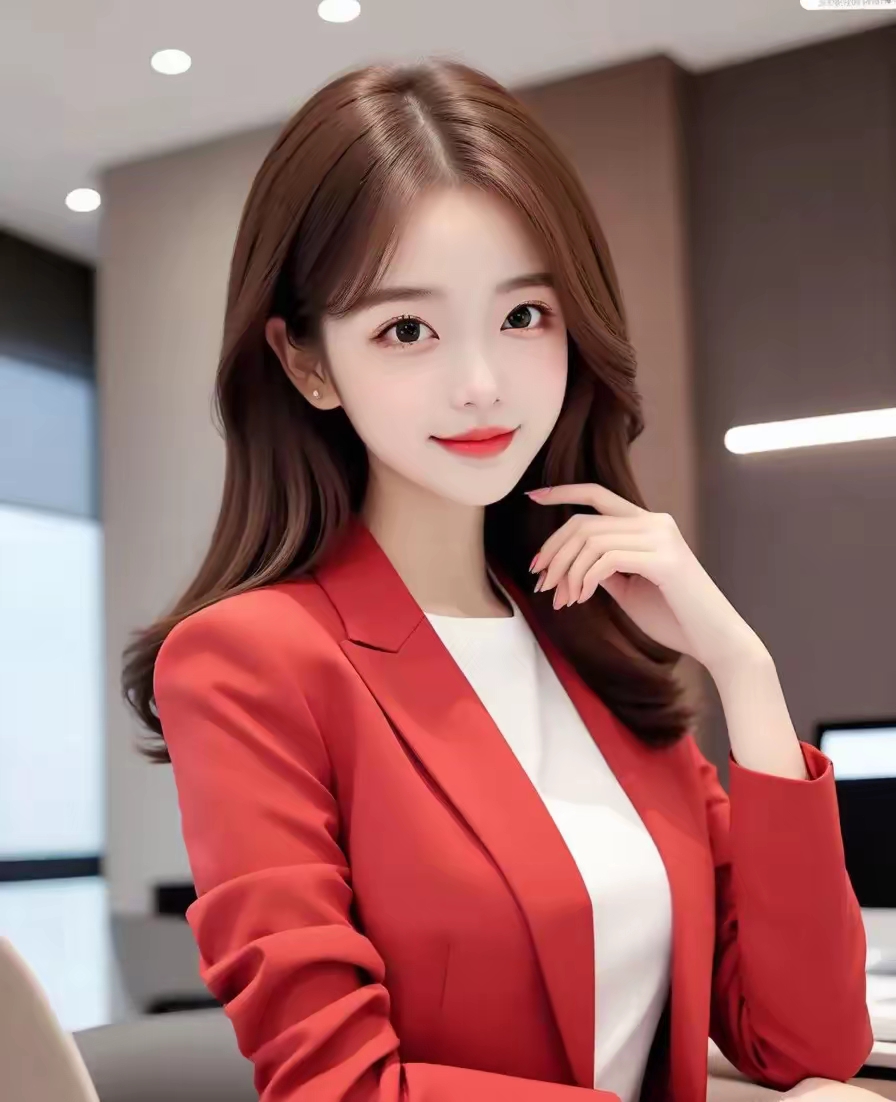 红色职业女生头像