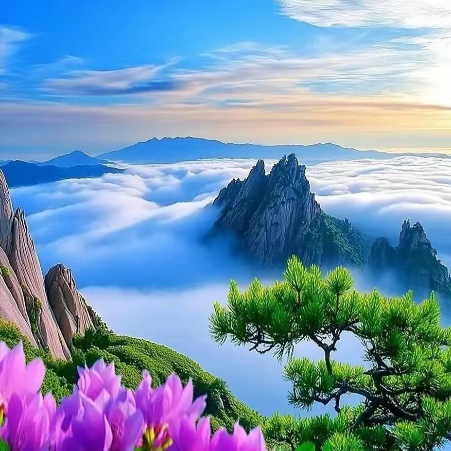 云聚云散不计较,花开花谢由他去 每次看到云海图