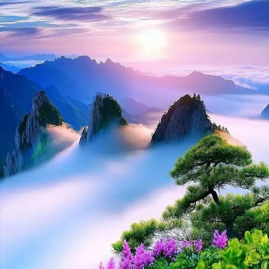 云聚云散不计较,花开花谢由他去 每次看到云海图