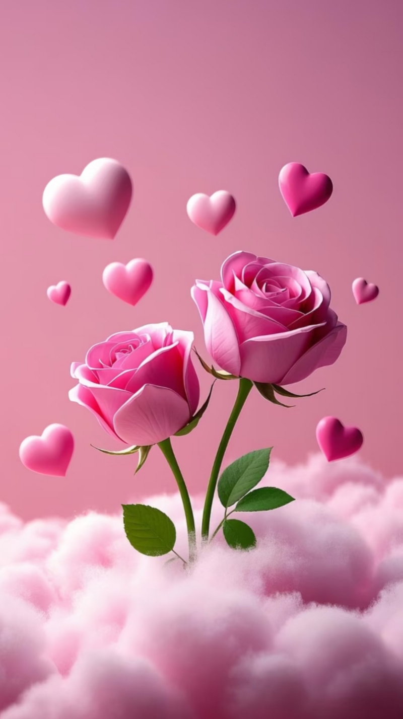 唯美粉色系爱心玫瑰花壁纸