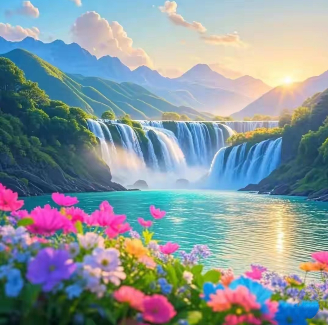 能量头像~山显贵人,流水生财,花开富贵 旭日东升照四方,贵人靠山稳如