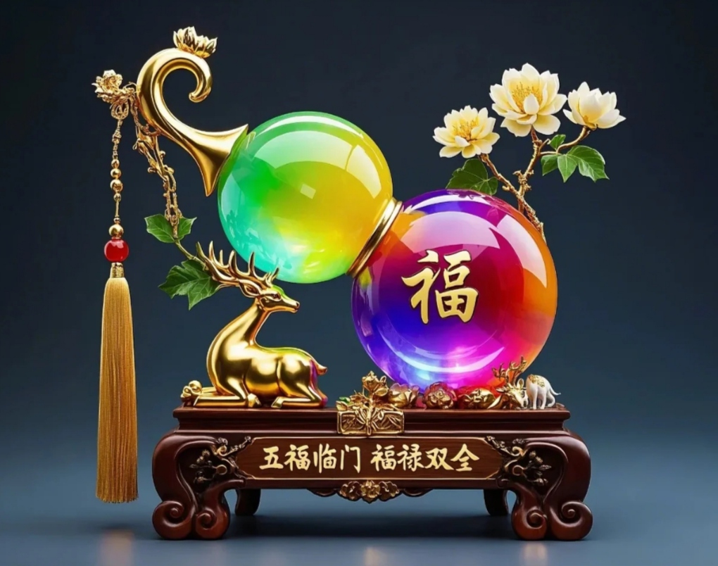 五福临门,福禄双全,一路相伴,福禄安康 愿福气满满,好运相随,福禄常伴