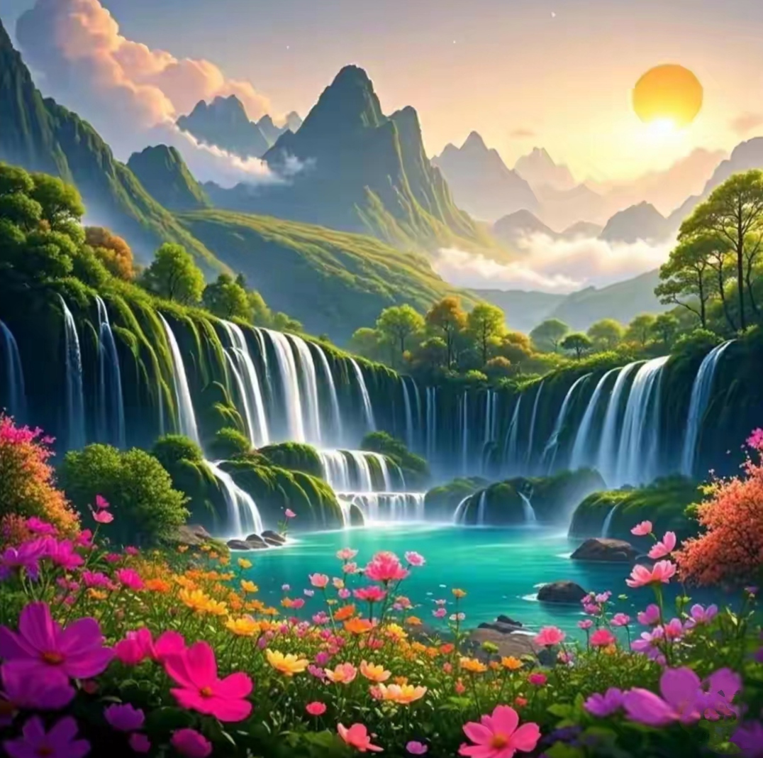 能量头像~山显贵人,流水生财,花开富贵 旭日东升照四方,贵人靠山稳如