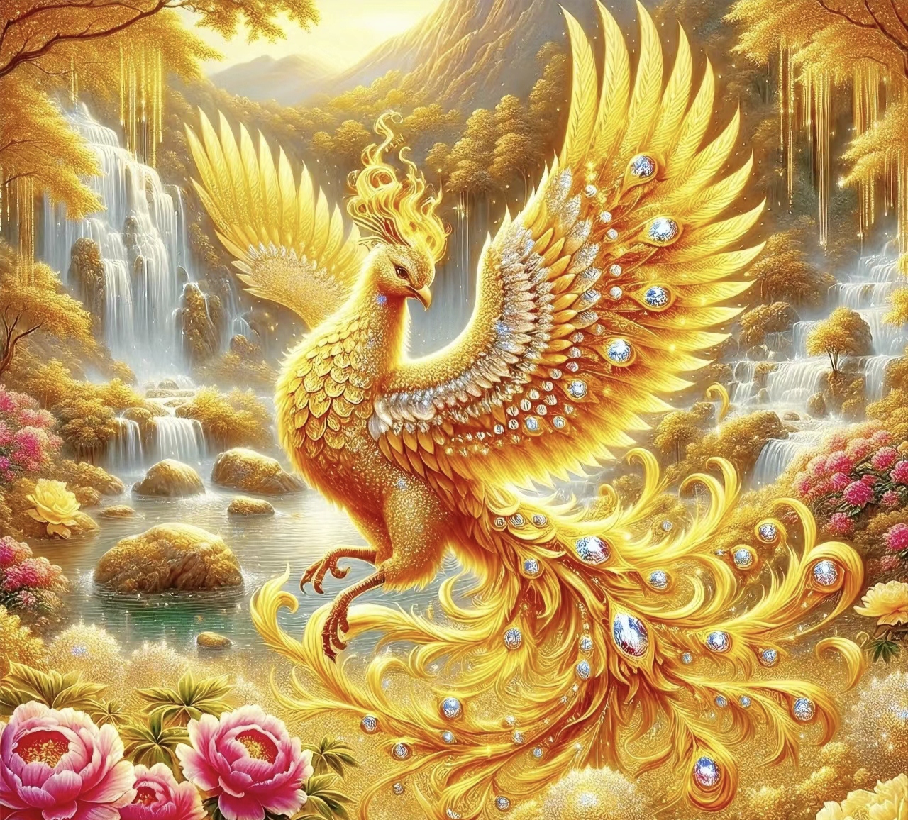 富贵又旺财的头像~凤凰牡丹图 #荣华富贵伴身旁#锦绣前程似霞光#招财
