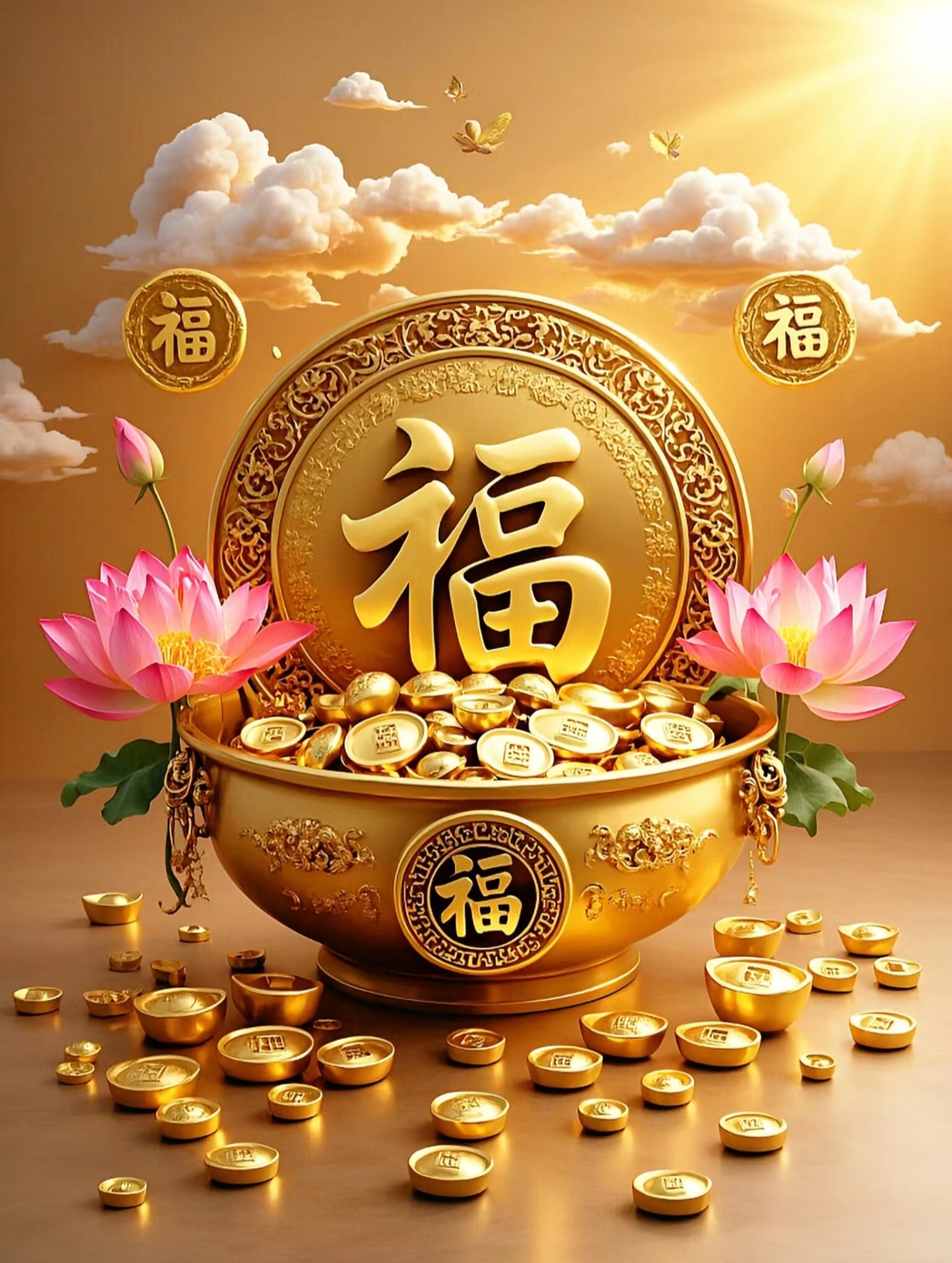 招财进宝,财源滚滚,福气满满,金玉满堂