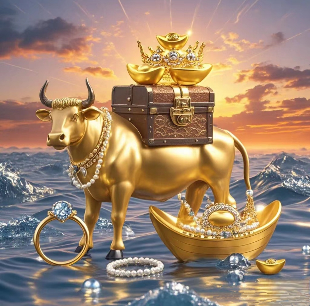 金牛送财~财源滚滚来,福运绵长 牛牛祝福,牛到吉祥,牛气冲天,牛转乾坤