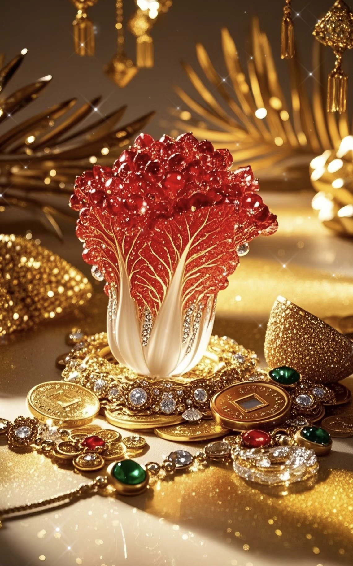 红色璀璨大白菜,百财入门 #财源滚滚进家门#百财聚来#白菜壁纸