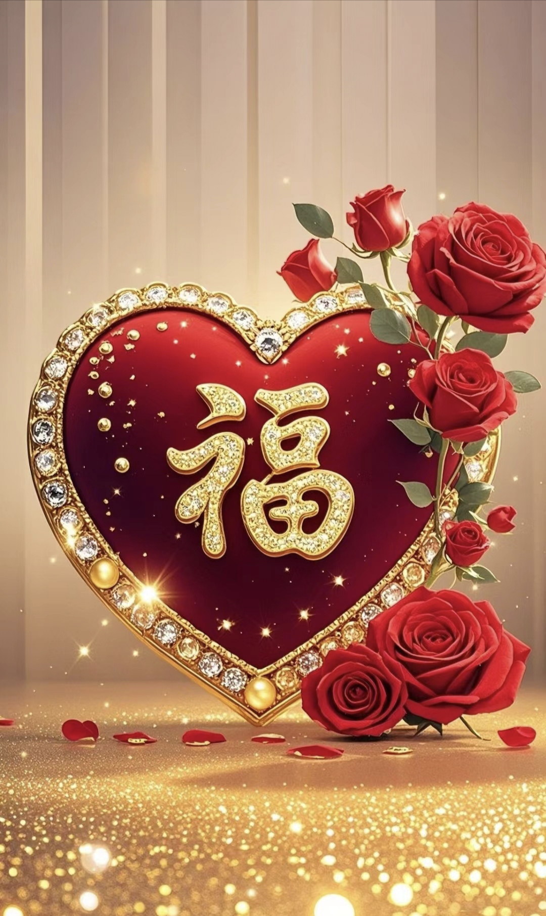 心形之福 百福进家,家康福旺 万福送达,福气满满 大吉大利,福星高照