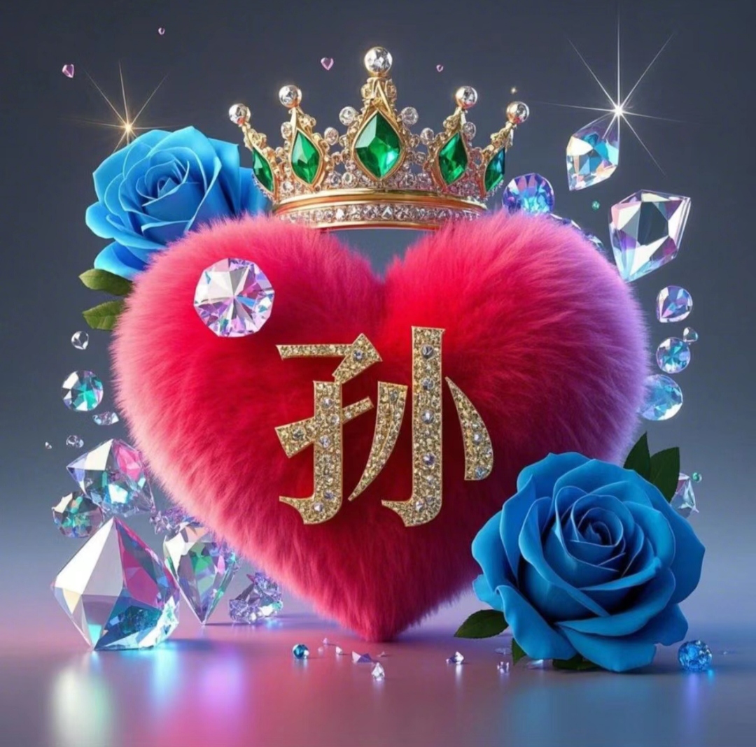 绝美钻石皇冠爱心玫瑰 姓氏头像