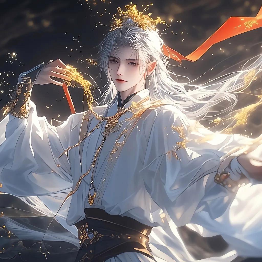 我仿佛看到了传说中的仙君,翩翩白衣胜雪,金冠加冕,气质出尘如谪仙临