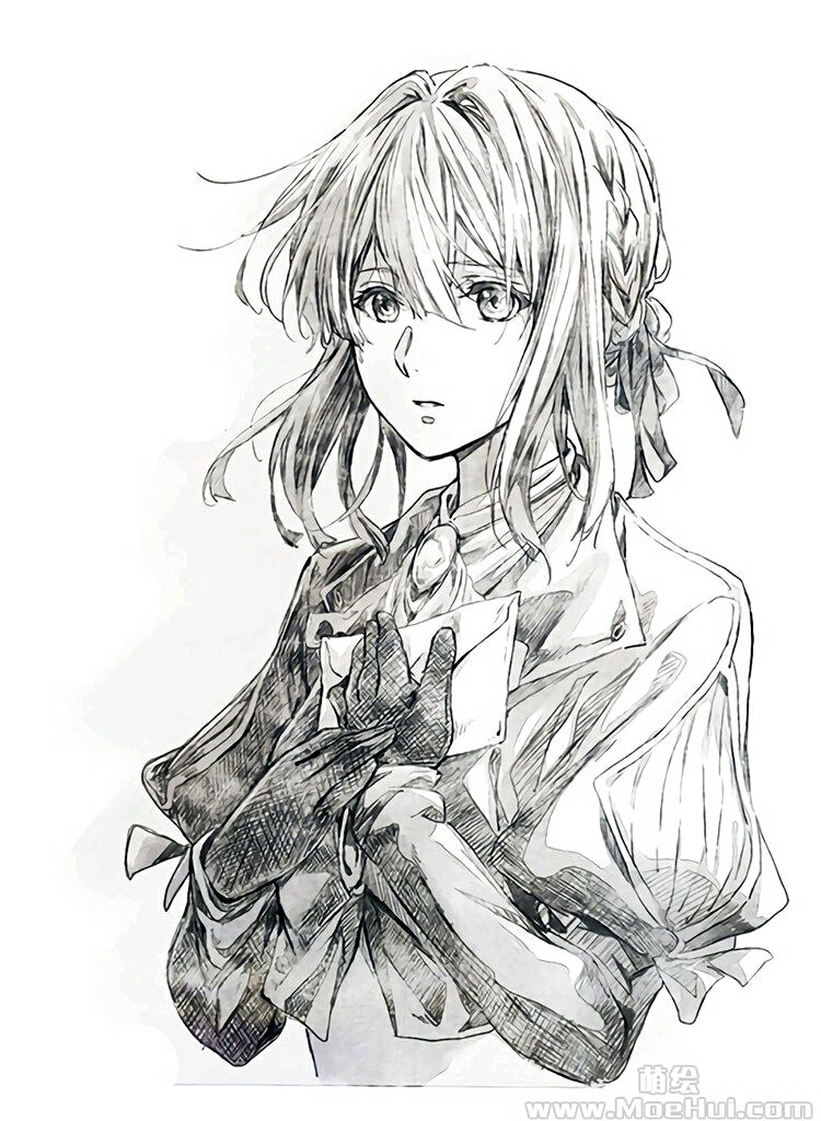 薇尔莉特黑白图片