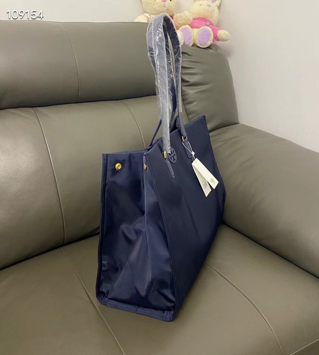 tb托里伯奇 ella尼龙布拼皮女士通勤包,大号托特包,tb家的ella经典