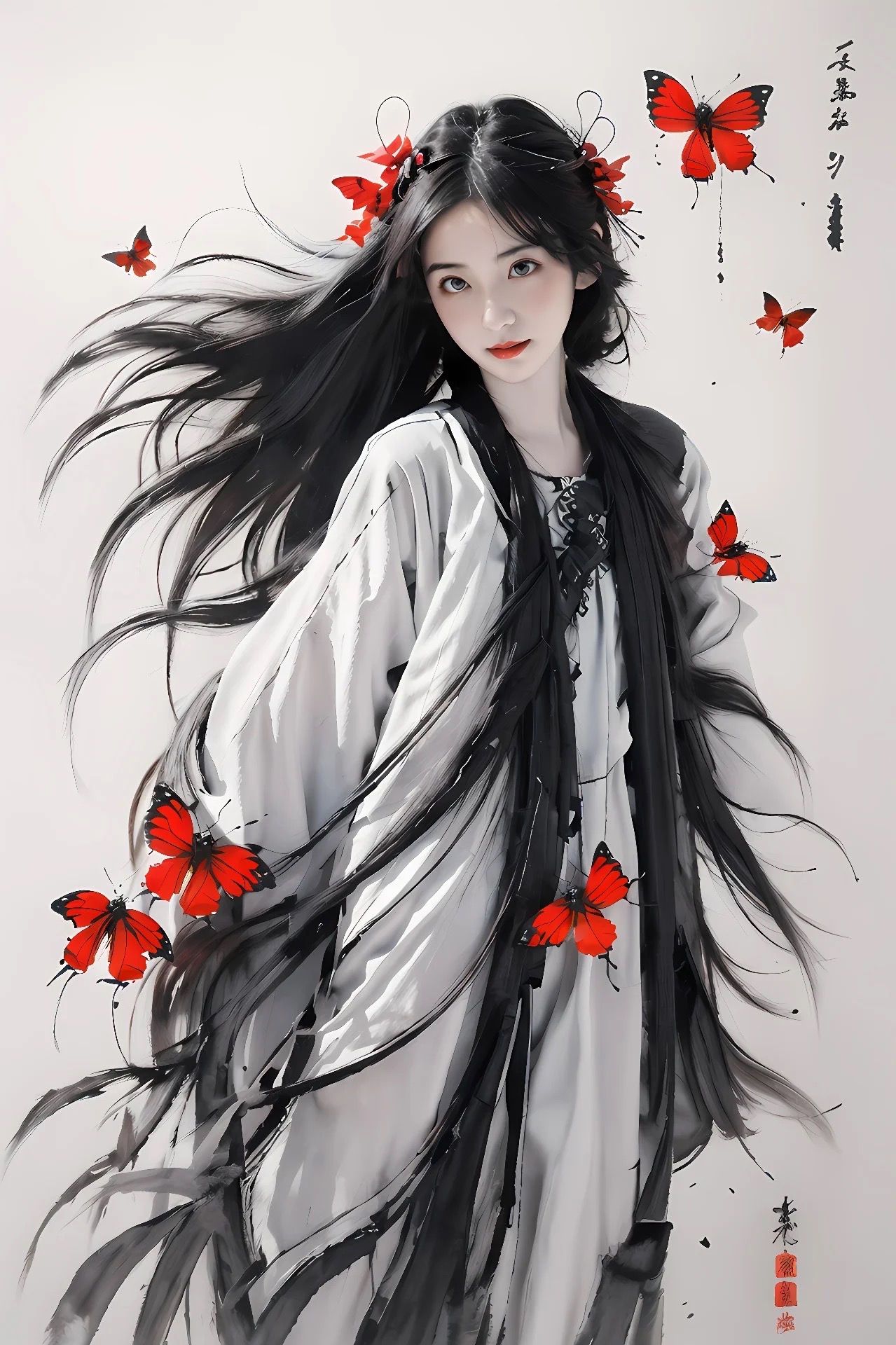 黑发少女古风图片