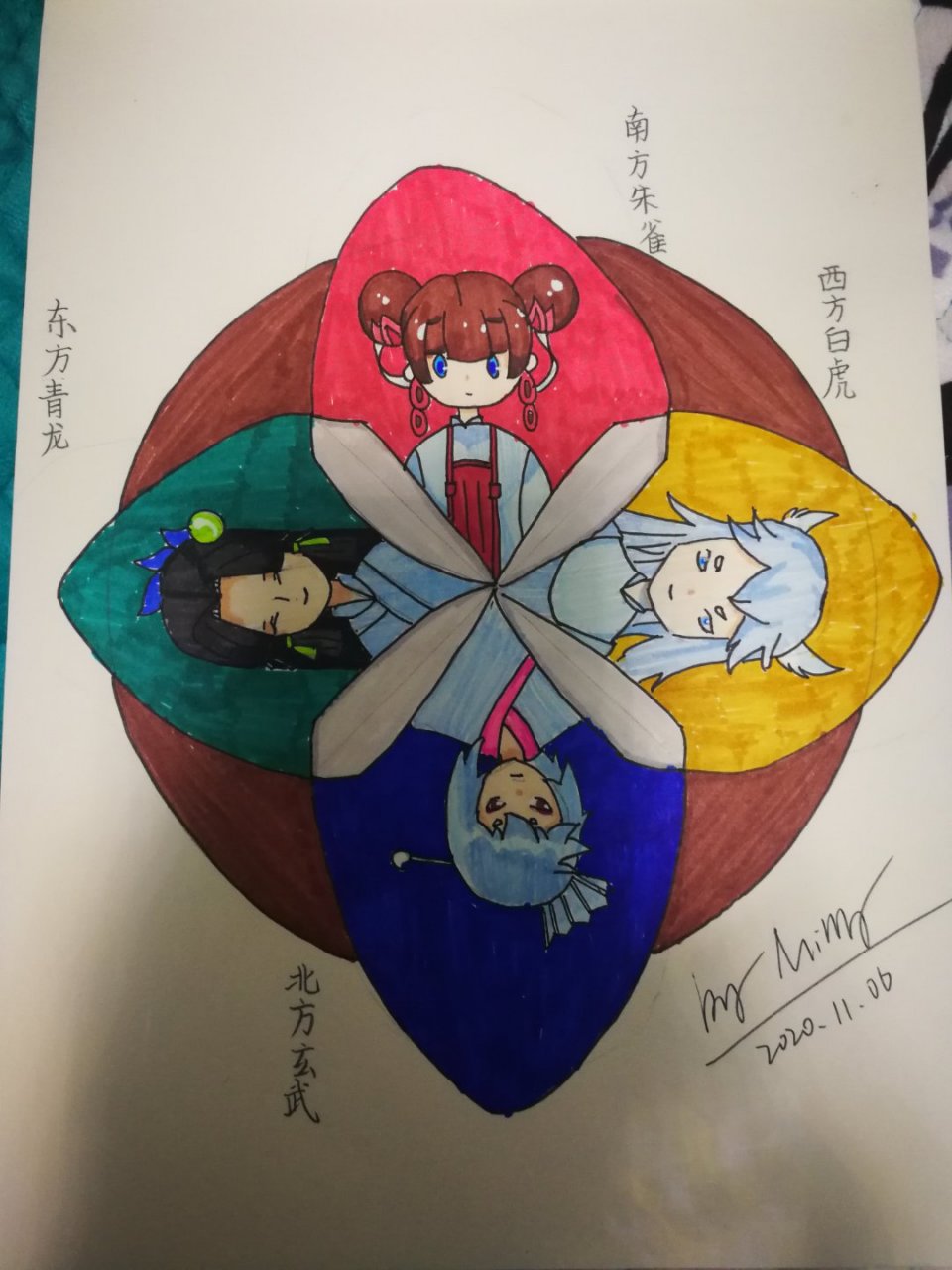 临摹 《怪物大师20 雷鸣的四神基地》 四女神好美好美 好爱青龙a