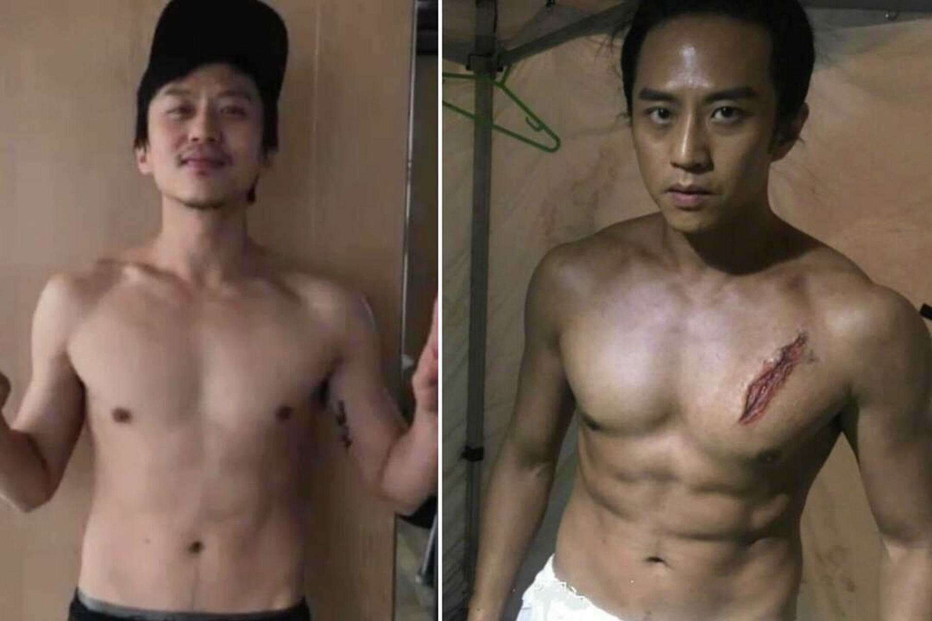 为了拍摄电影,邓超原本72公斤的体重被要求增肌11斤,在苦练撸铁哑铃