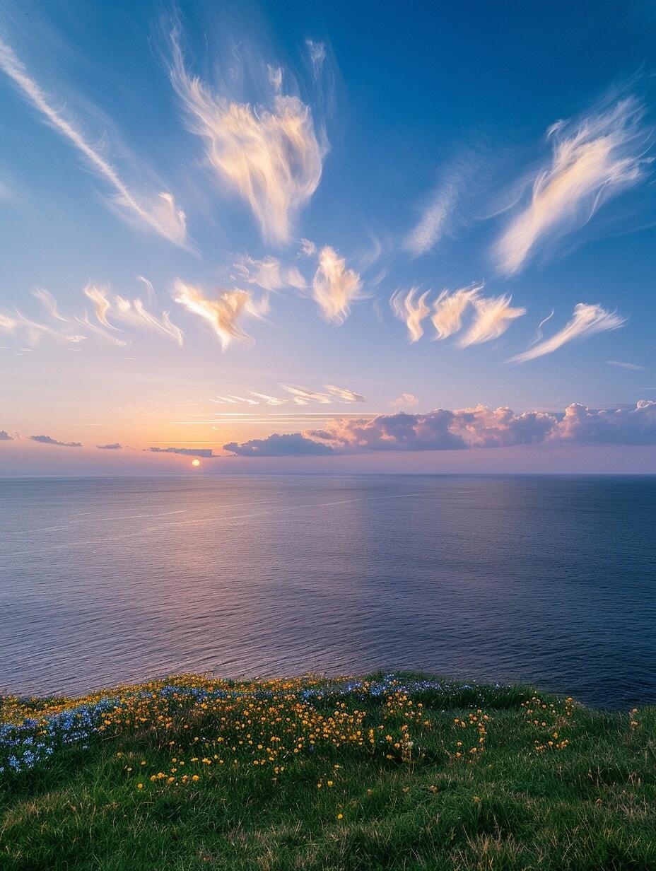 海边的夕阳,云朵的画布,心情随着海浪轻轻荡漾.