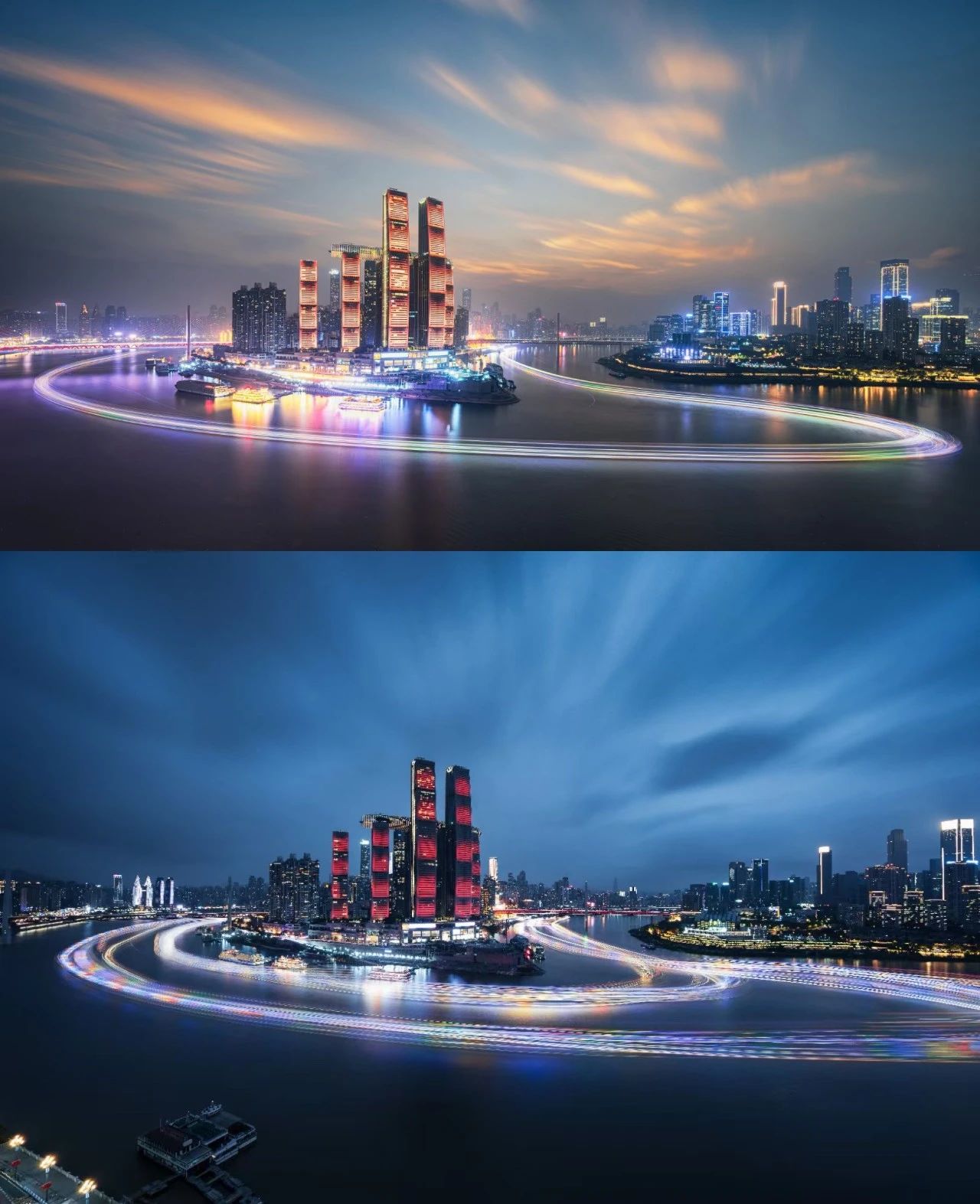 夜幕降临,航拍重庆的夜景更是令人震撼