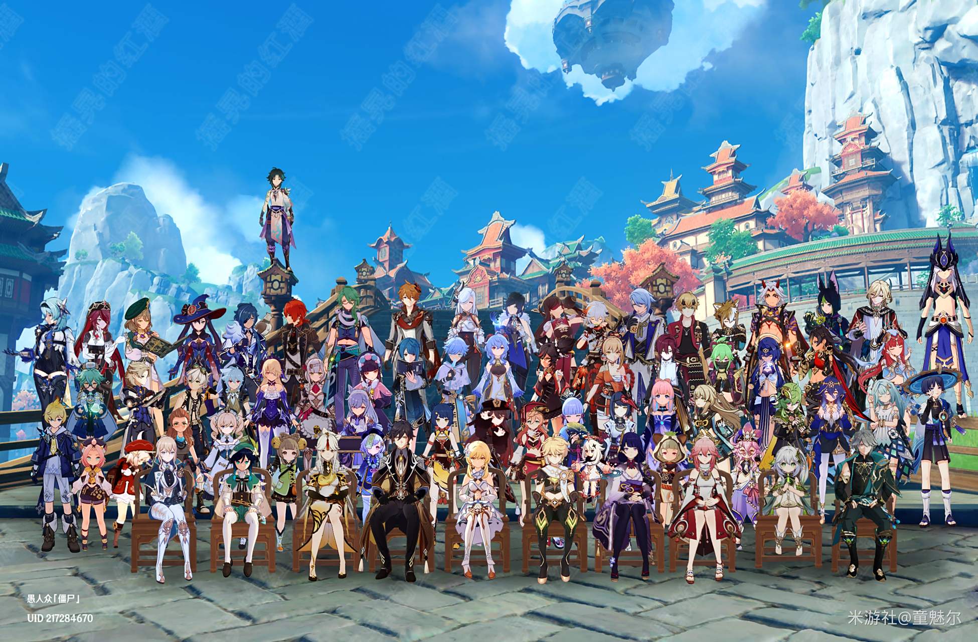 原神提瓦特全员大合照,2023年作为原神游戏的三周年,这次五神也是齐聚